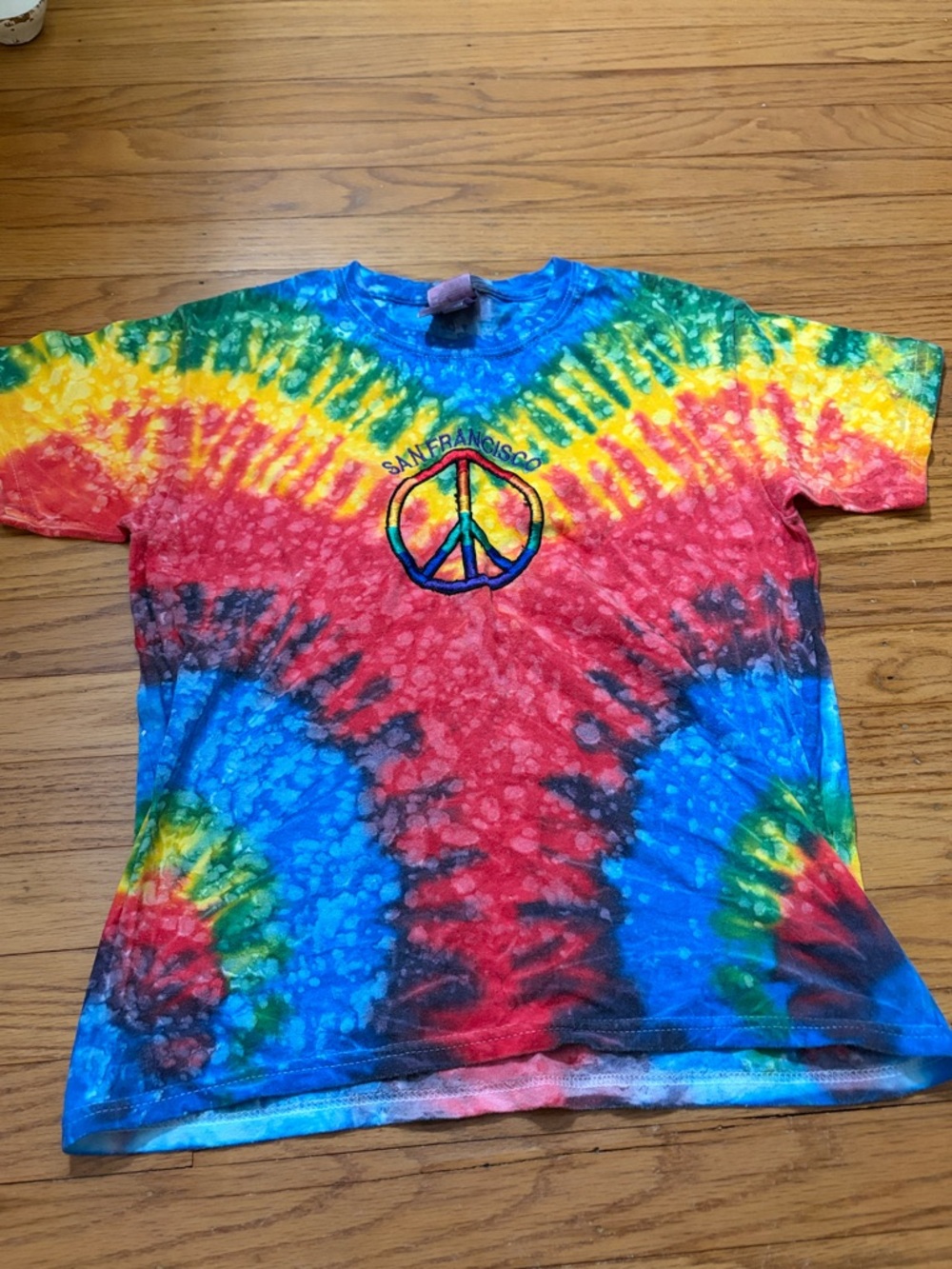Gildan Kids Tie-Dye Peace Logo Tee - Red, Blue, Yellow, Green, Purple